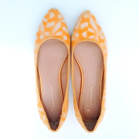 ANTHROPOLOGIE YELLOW LACE BALLET FLATS SIZE 9M - Picture 3 of 12
